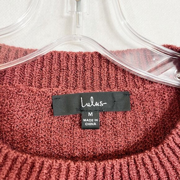 Lulus Rust Orange Crewneck Pullover Sweater Side Slits Minimalist Boho MEDIUM - Picture 4 of 7